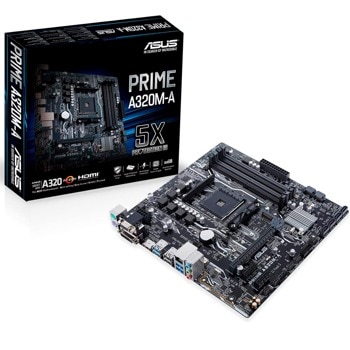 Дънна платка Asus Prime A320M-A, A320, AM4, DDR4, PCI-E(HDMI,DVI,VGA), 4x SATA 6Gb/s, 1x M.2 слот, 2x USB 3.1 Gen 1, mATX | JAR Computers Asus PRIME A320M-A