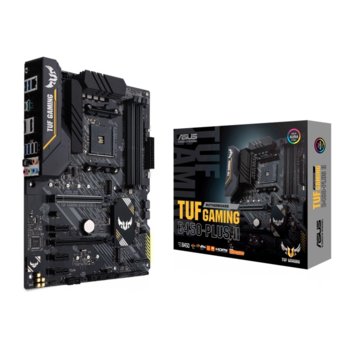 Дънна платка Asus TUF GAMING B450-PLUS II, B450, AM4, DDR4, PCI-E 3.0 (DP/HDMI)(CFX), 6x SATA 6Gb/s, 2x M.2, 1x USB 3.2 Gen 2 Type C, ATX | JAR Computers Asus TUF-GAMING-B450-PLUS-II