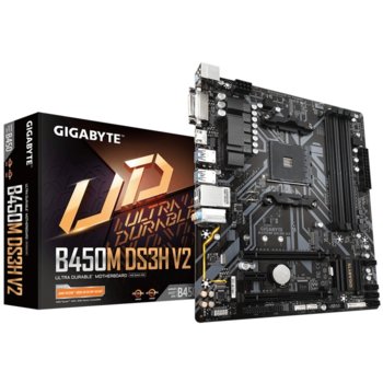 Дънна платка Gigabyte B450M DS3H V2, AM4, B450, DDR4, PCI-E 3.0(HDMI/DVI)(CF), 4x SATA 6Gb/s, 1x M.2, 4x USB 3.1 Gen 1, mATX | JAR Computers Gigabyte B450M-DS3H-V2