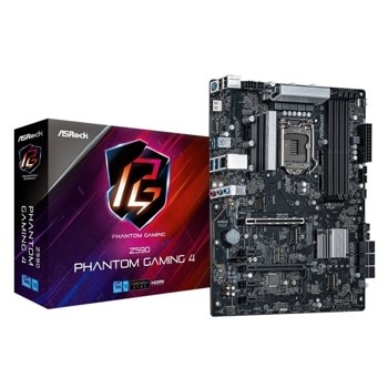 Дънна платка ASRock Z590 Phantom Gaming 4 (Refurbished), Z590, LGA1200, DDR4, PCI-E 4.0 (HDMI)(CFX), 6x SATA 6Gb/s, 3x M.2, 1x USB 3.2 Gen 2 Type-C, ATX | JAR Computers Asrock Z590 Phantom Gaming 4 Ref