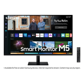 Монитор Samsung Smart Monitor M5 (LS32BM500EUXEN), 32" (81.28 cm) VA панел, 60Hz, Full HD, 4ms (GTG), 3.000:1, 250 cd/m2, HDMI, USB, WiFi, Bluetooth, черен image