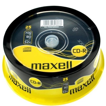 Оптичен носител CD-R, 700MB, MAXELL Shrink, 52x, 25бр. | JAR Computers CD-R80 MAXELL Shrink 25pcs