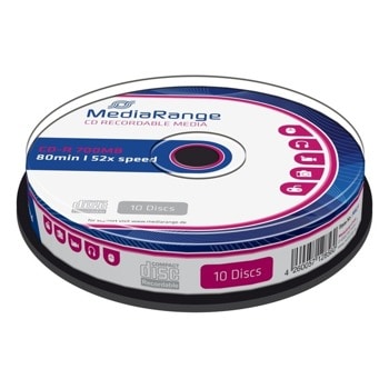 Оптичен носител CD-R, 700MB, MediaRange MR214, 52x, 10бр | JAR Computers CD-R 700MB 52x