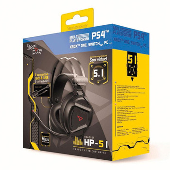 Слушалки Steelplay HP51, микрофон, вградени контроли за звук и микрофон, 5.1 Virtual Sound, AUX, USB, 40mm драйвери, черни | JAR Computers Steelplay HP51