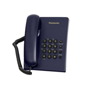 Стационарен телефон Panasonic KX-TS500, бутон за повторно набиране, високоговорител, син image
