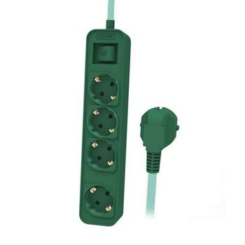 Разклонител Philips CHP2147G, 4 гнезда, 1.5m кабел, зелен | JAR Computers разклонител philips chp2147g