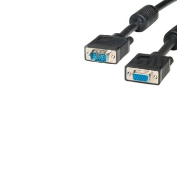Кабел Roline, VGA(ж) към VGA(м), 2m, черен | JAR Computers Roline VGA(ж) към VGA(м) 2m