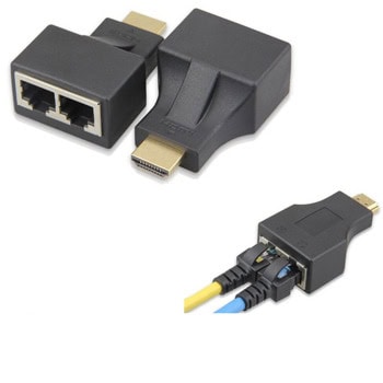 HDMI(м) към 2x RJ45(ж) през LAN кабел