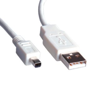 Кабел Roline 11.02.8618, USB A(м) към Mitsumi Mini A(м), 1.8m, бял | JAR Computers Roline USB A(м) към Mitsumi Mini A(м) 11.02.8618