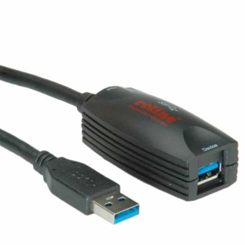 Кабел Roline 12.04.1096, USB A(м) към USB A(ж), USB 3.0 5m, черен | JAR Computers ROLINE USB A(м) към USB A(ж) 5m 12.04.1096