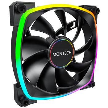Вентилатор 140mm, Montech AX140 PWM, 4-pin, 1600rpm, ARGB подсветка, черен | JAR Computers Montech AX140 PWM Black