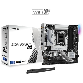 Дънна платка ASROCK B760M PRO RS/D4 WIFI, B760, LGA1700, DDR4, PCIe 4.0, (DP&HDMI)(CF), 4x SATA3 6Gb/s, 1x M.2, 2x USB 3.2 Gen1 Type-C, Wi-Fi 6, Bluetooth 5.3, Micro ATX | JAR Computers ASRock B760M PRO RS/D4 WIFI 90-MXBKZ0-A0UAYZ
