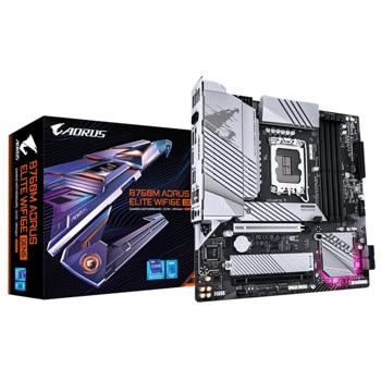 Дънна платка Gigabyte B760M AORUS ELITE WF6E GEN5, B760M, LGA1700, DDR5, PCI-E 5.0(DP&HDMI), 4x SATA 6Gb/s, 2x M.2 slots, 1x USB 3.2 Gen 2x2 Type-C, 2.5GbE LAN, Micro ATX | JAR Computers Дънна платка Gigabyte B760M AORUS ELITE WF6E GEN5