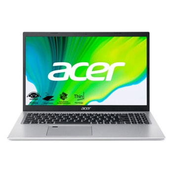 Лаптоп Acer Aspire 5 A515-56 (NX.A1EEX.00E)(сребрист), двуядрен Tiger Lake Intel Core i3-1115G4 3.0/4.1 GHz, 15.6" (39.62 cm) Full HD IPS Anti-Glare Display, (HDMI), 8GB DDR4, 512GB SSD, 1x USB-C, No OS image