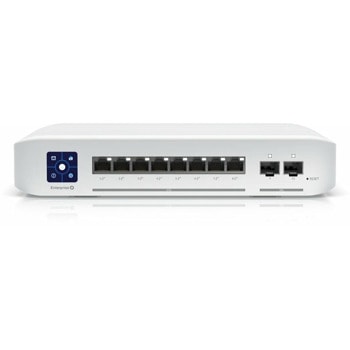 Суич Ubiquiti USW Enterprise 8 PoE, 1000Mbps, 10 порта, 2500Mbps, 8x 10/100/2500 Base-T PoE+, 2x SFP+ 10 Gbps | JAR Computers Ubiquiti USW Enterprise 8 PoE