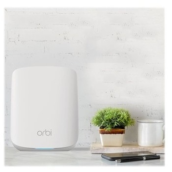 Безжичен рутер Netgear Orbi AX1800 RBR350, 1800Mbps, 2.4GHz (600Mbps)/ 5GHz (1200Mbps), Wi-Fi AX, 3x 10/100/1000Mbps LAN, 1x 10/100/1000Mbps WAN, 2 вътрешни антени | JAR Computers NETGEAR Orbi Dual-Band Mesh AX1800 RBR350
