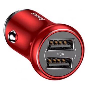 Зарядно за кола Baseus Gentleman Red (CCALL-GB09), от автомобилна запалка към 2x USB A(ж), 5V, 4.8A, червено image