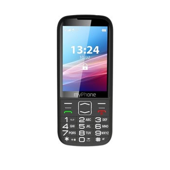 Смартфон MyPhone Halo 4 LTE (черен), поддържа 2 sim карти, 3.5" (8.89 сm) HVGA дисплей, едноядрен Unisoc T117, 64MB RAM, 128MB flash памет (+ microSD слот), 2 MPix камера, 140g | JAR Computers MyPhone Halo 4 LTE TEL000924