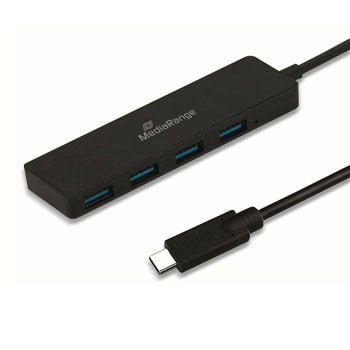 USB хъб MediaRange MRCS508, 4 порта, от USB Type-C към 4x USB 3.0 Type-A, 5000 Mbit/s, черен image
