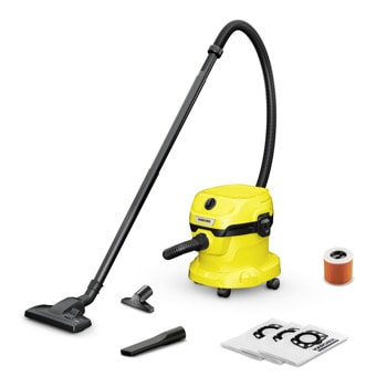 Прахосмукачка Karcher WD 2 Plus V-12/6/18/C Home, с торба, 1000W, за сухо и мокро почистване, 12 л. капацитет на контейнера, жълта | JAR Computers Karcher WD 2 Plus V-12/6/18/C Home 1.628-012.0