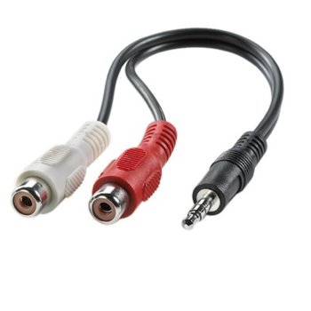 Кабел Roline 11.99.4340, от 3.5mm Stereo Jack(м) към 2x RCA(ж), 0.2 m, черен | JAR Computers ROLINE 11.99.4340