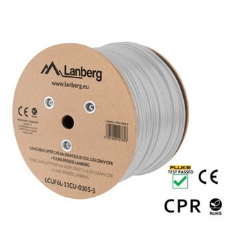 Кабел Lanberg LCUF6L-11CU-0305-S, U/FTP, Cat.6a, ролка 305m, сив | JAR Computers Lanberg LCUF6L-11CU-0305-S