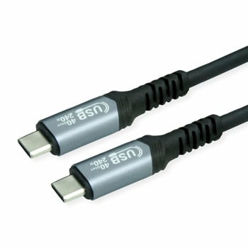 Кабел Roline 11.99.9089, от USB C(м) към USB C(м), 0.8m, 240W, черен | JAR Computers кабел roline 11.99.9089