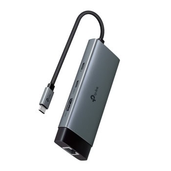 Докинг станция TP-Link UH6120C, от USB Type-C към 1x USB-C(PD), 1x USB-C, 2x USB-A, 1x HDMI, 1x RJ45, сива | JAR Computers TP-Link UH6120C