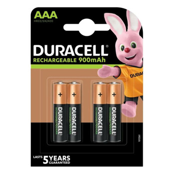Акумулаторна батерия Duracell, AAA, R03, 1.2V, 900 mAh, NiMH, 4 бр. | JAR Computers Батерии Duracell AAA R03 1.2V 900 mAh NiMH 4 бр.