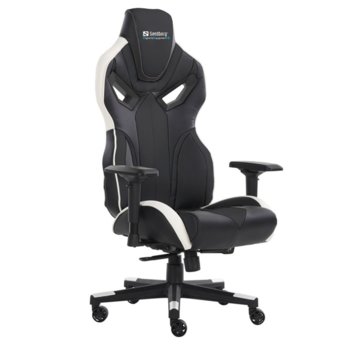 Геймърски стол Sandberg SNB-640-83, до 150кг, черен/бял | JAR Computers Sandberg SNB-640-83