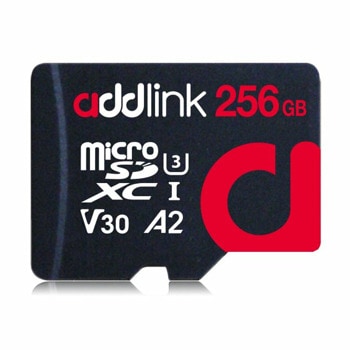 Карта памет 256GB microSDXC с адаптер, Addlink Professional, Class 10 UHS-I, скорост на четене до 100MB/s, скорост на запис до 80MB/s | JAR Computers microSDXC Addlink 256GB ad256GBMSXU32A
