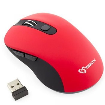 Мишка SBOX WM-911R, оптична (1600 dpi), безжична, USB, гумирано покритие, червена image