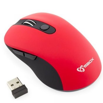 Мишка SBOX WM-911R, оптична (1600 dpi), безжична, USB, гумирано покритие, червена | JAR Computers SBOX WM-911RUSB 1600 DPI червен цвят