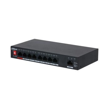 Суич Dahua PFS3009-8ET1GT-96-V2, 9 порта 100Mbps, 8x 10/100 RJ-45 PoE, 1x 10/100/1000 Mbps RJ-45 Uplink | JAR Computers Dahua PFS3009-8ET1GT-96-V2