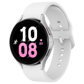 Смарт часовник Samsung Galaxy Watch5 44mm (SM-R910NZSAEUE), 1.4" (3.46cm) Super AMOLED дисплей, до 40 часа живот на батерията, GPS, GLONASS, Galileo, Wi-Fi, Bluetooth, сребрист image