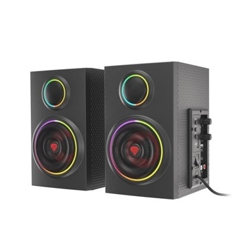 Тонколони Genesis Helium 300BT, 2.0, 24W RMS (2x 12W), RCA/Chinch, Mini Jack, Bluetooth 5.0, подсветка, черни | JAR Computers Genesis Speakers Helium 300BT 2.0 Bluetooth ARGB