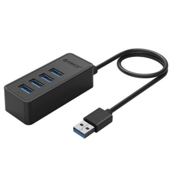 USB Хъб Orico W5P-U3-100-BK-PRO, 4 порта, от USB Type-A към 4x USB 3.0 Type-A, 5000 Mbit/s, черен | JAR Computers Orico W5P-U3-100-BK-PRO