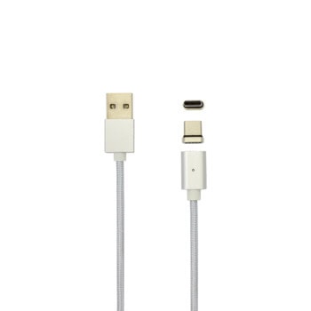 Кабел SBOX MAGNETIC TYPEC, от USB C(м) към USB C(м), магнитен, 1м, сив | JAR Computers кабел sbox magnetic-typec