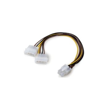 Захранващ кабел VCom CE313 6pin PCI-E(м) към 2x 4pin Molex(ж), 0.15m | JAR Computers VCom CE313 6pin PCI-E към 2x 4pin Molex
