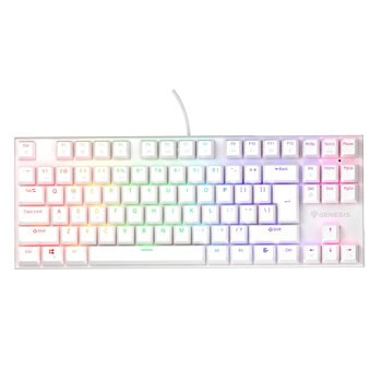 Клавиатура Genesis Thor 303 TKL, механична, Outemu Peach Silent суич, гейминг, RGB подсветка, бяла, USB | JAR Computers Genesis Thor 303 TKL White NKG-2063
