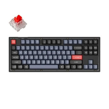 Клавиатура Keychron V3 TKL Knob QMK, механична, Keychron K Pro Red суичове, гейминг, RGB подсветка, черна, USB-C | JAR Computers Keychron V3 TKL Knob QMK Frosted Black K Pro Red