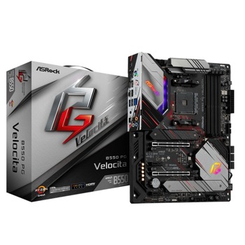 Дънна платка ASRock B550 Phantom Gaming Velocita, B550, AM4, DDR4, PCI-E 4.0 (HDMI)(CFX), 6x SATA 6Gb/s, 2x M.2, 1x USB 3.2 Gen 2 Type-C, ATX | JAR Computers ASRock B550 PG VELOCITA