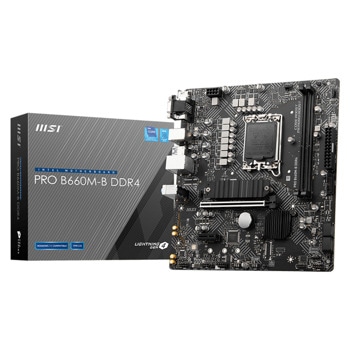 Дънна платка MSI PRO B660M-B, B660, LGA1700, DDR4, PCI-E 4.0, (HDMI&VGA), 4x SATA 6Gb/s, 1x M.2, 6x USB 3.2 Gen 1, mATX | JAR Computers MSI PRO B660M-B DDR4 7D45-003