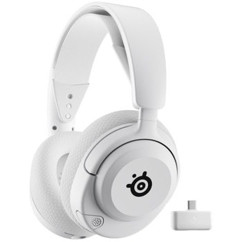 Слушалки SteelSeries Arctis Nova 5P, безжични, Bluetooth, USB-C, шумоподтискащ микрофон, гейминг, 360° Spatial Audio, до 60 часа време на работа, бели | JAR Computers SteelSeries Arctis Nova 5P 61674