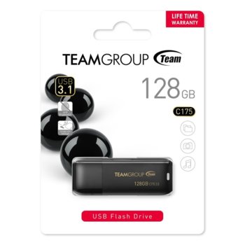 Памет 128GB USB Flash Drive, Team Group C175, USB 3.1, черна | JAR Computers USB памет Team Group C175 128GB USB 3.1