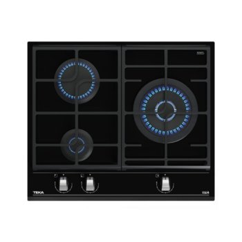 Плот за вграждане Teka GZC 63310, газов, стъклокерамика, 3 нагревателни зони, 9 степени, механично управление, черен | JAR Computers TEKA GZC 63310