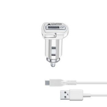 Зарядно за кола Cellularline 4681, от авт. запалка към USB A(ж), 15 W, бяло, с USB Type-C кабел | JAR Computers Cellularline IT4681 2/24V с USB-C кабел Бяло
