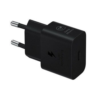 Зарядно устройство Samsung USB-C 25W Travel Wall Charger EP-T2510NBEGEU, от контакт към USB-C(ж) черно, 25W | JAR Computers Samsung USB-C 25W Travel Wall Charger EP-T2510NBEG