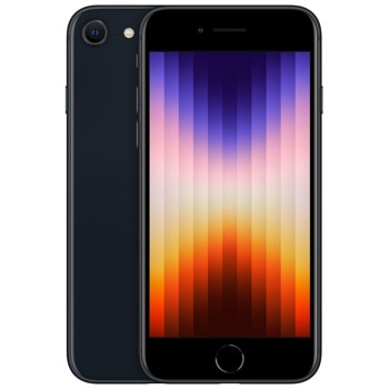 Смартфон Apple iPhone SE 3gen (черен), 4.7" (11.93 cm) Retina HD дисплей, шестядрен Apple A15 Bionic 3.22 GHz, 4GB RAM, 64GB Flash памет, 12.0 & 7.0 Mpix камери, iOS, 144g image