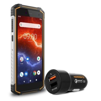 Смартфон MyPhone Hammer Energy 2 (оранжев) в комплект с зарядно за кола, поддържа 2 sim карти, 5.5" (13.97 cm) HD+ дисплей, двуядрен MTK6761 2.0GHz, 3GB RAM, 32GB Flash памет (+ microSD слот), 13.0 MP camera, Android | JAR Computers myPhone Hammer Energy 2 Оранжев + зарядно за кола